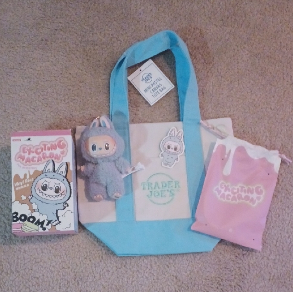 Trader Joe's Mini Blue Bag and LABUBU
